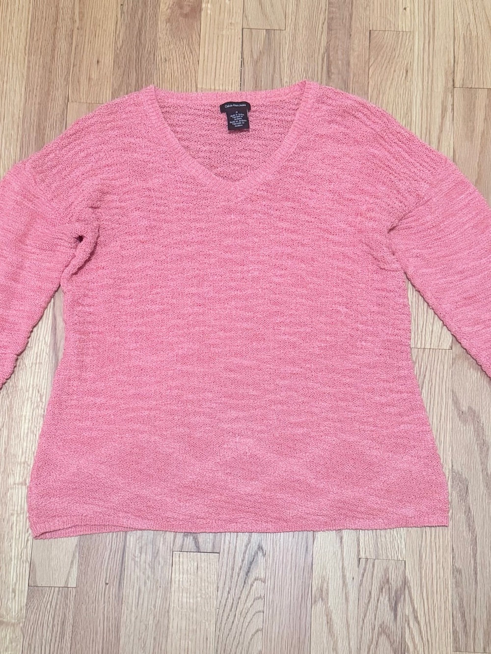 Calvin Klein Jeans - Coral Pink V-Neck Knit Sweater